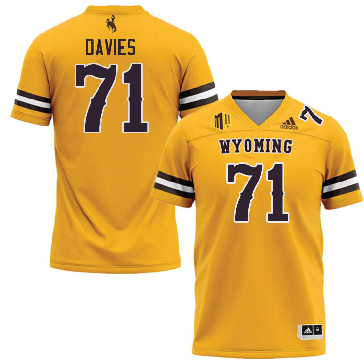 Wyoming Cowboys #71 Jake Davies College Football Jerseys Stitched Sale-Gold